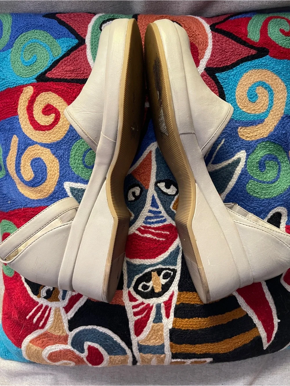 DKNYC Cream Ankle-Strap Wedge Flats